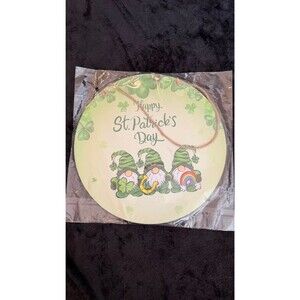 2 Sided Gnome Door Sign St Patrick’s Day Valentine’s Day 12” Round Wall Decor